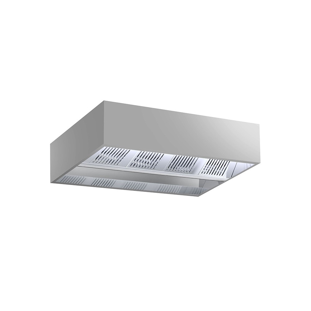 Hota inox cubica centrala cu filtre si inductie 1500x1800x500 mm