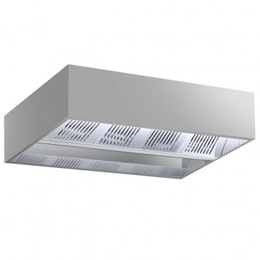 Hota inox cubica centrala cu filtre si inductie 1500x1500x500 mm