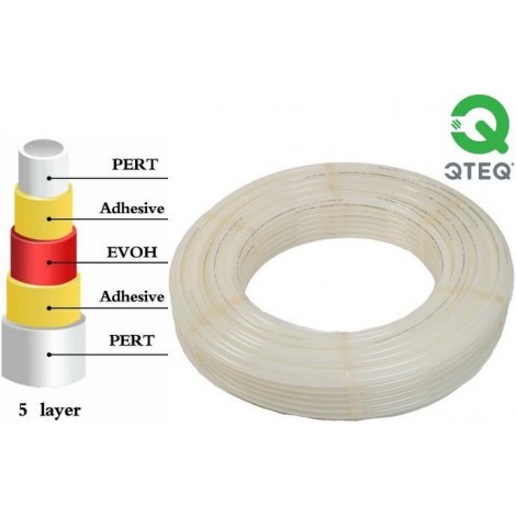 Teava incalzire in pardoseala alba PE-RT EVOH 16 mm x 2 mm, 5 straturi, clasa 4, 6 bar, colac 200m - QTEQ