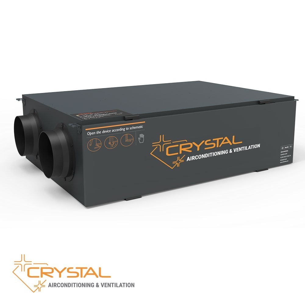 Recuperator de caldura 1500mc/h, 298W, filtru de carbon lavabil - Crystal Eco 1500